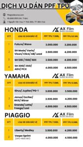 Bảng giá dán keo xe PPF TPU cao cấp AX Film tại Thế Giới Decal Xe Biên Hòa