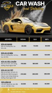 Bảng giá rửa xe ô tô Biên Hoà tại Thế Giới Decal Xe Auto