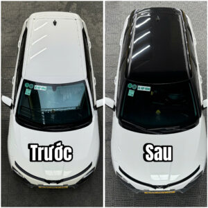 Vinfast trước và sau khi dán nóc đen panorama biên hoà